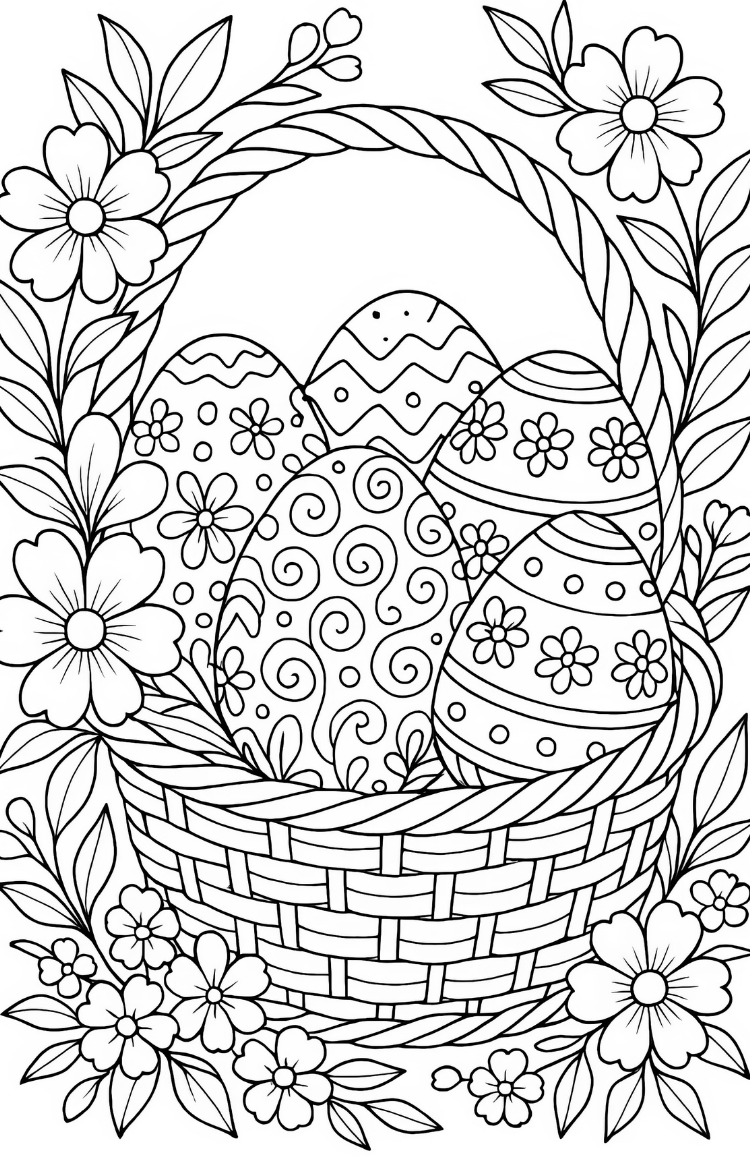 Omalovánka ke stažení -  Velikonoční košík